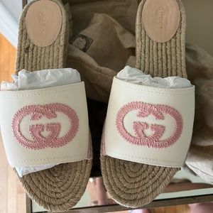 Pilar GG Double Stack Espadrilles- white shell